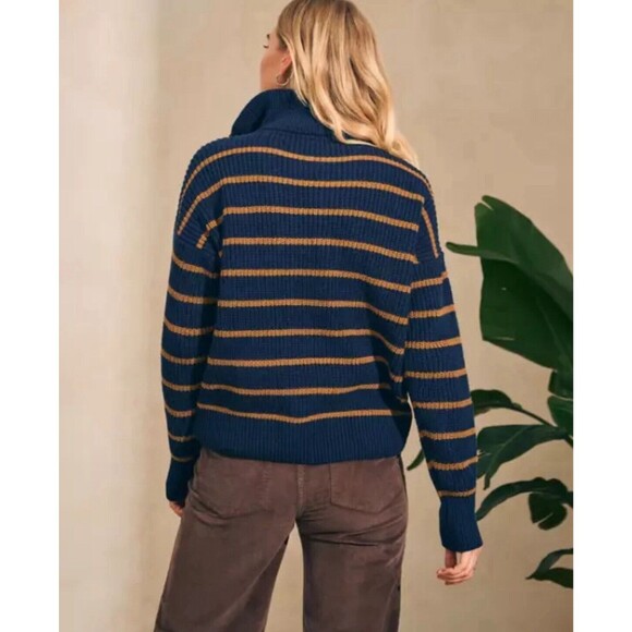 Faherty Women’s Sweater Size Small Mariner Sweater Navy Blazer Stripe Pullover - Picture 10 of 10